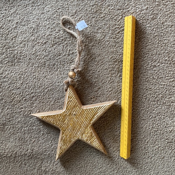 Gold Wooden Star with Jute Hanger - Picture 3 of 3